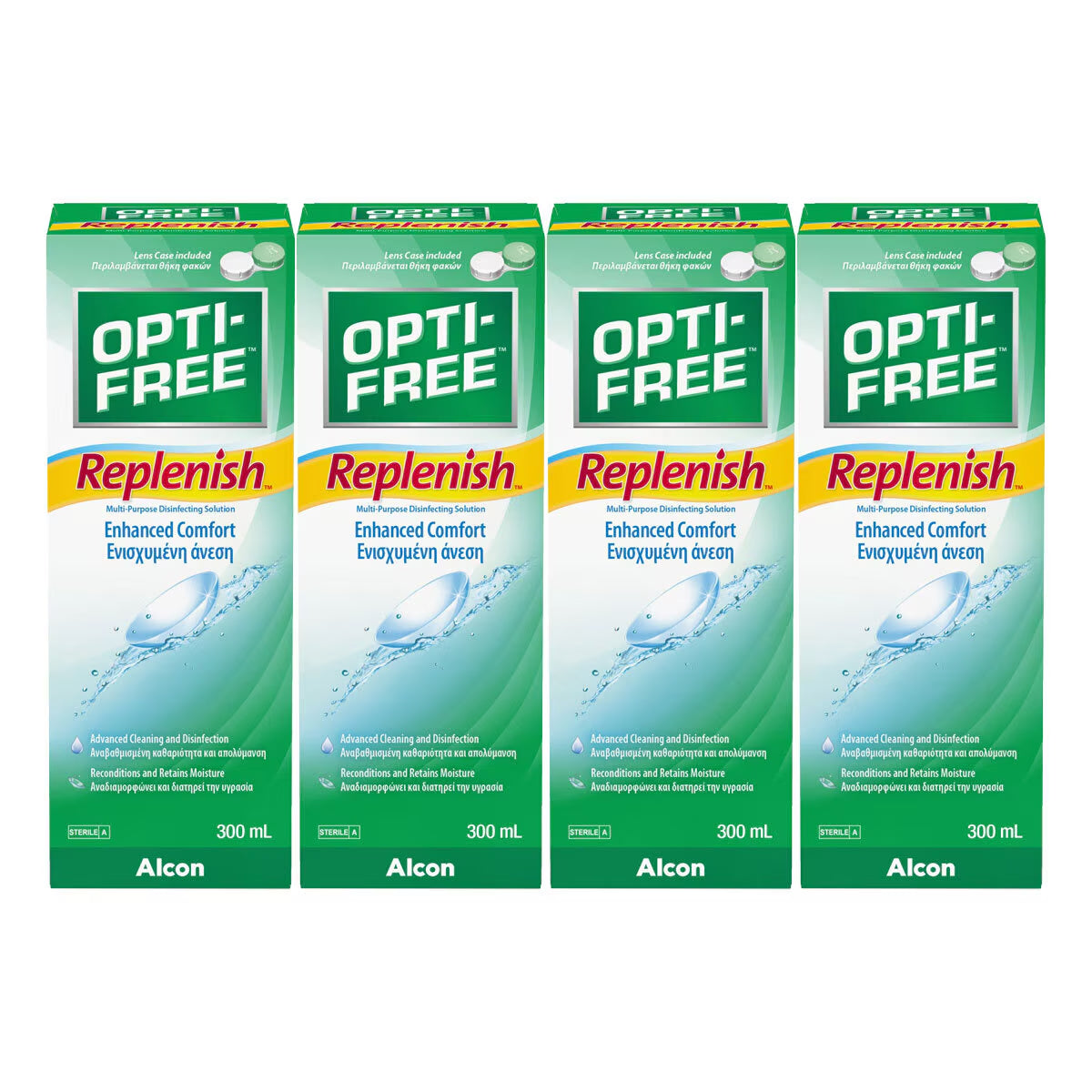 Opti-Free Replenish Multi-Purpose Disinfecting Solution, 4 X 300Ml (6 Months Supply)