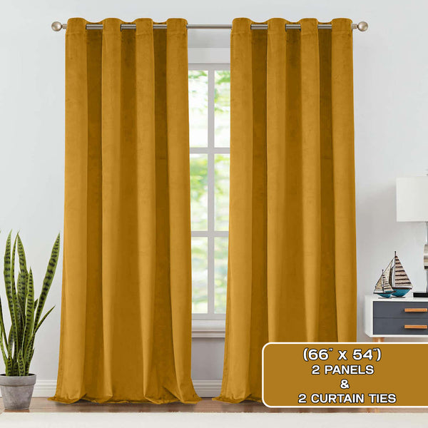 2pcs Premium Velvet Blackout Curtains – High-Quality Thermal Insulated Room Darkening Window Drapes, Light-Blocking Rod Pocket Curtains for Living Room Decor, Bedroom, Machine Washable Home Decorations