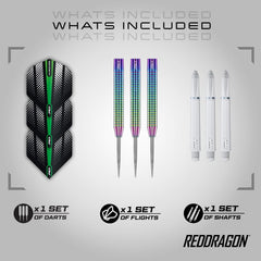 RED DRAGON Razor Edge Spectron - Tungsten Professional Steel Darts Set with Flights and Shafts - Available in 20G, 22G, 23G, 24G, 26G