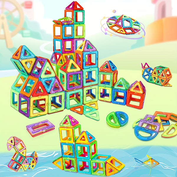 DIY Magnetic Building Blocks, Large STEM Construction Toy Set
