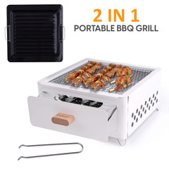 Portable BBQ Grill, Folding Tabletop Charcoal Barbecue Grill, Foldable Stainless Steel BBQ Grill for Camping, Garden, Travel, Picnic, Outdoor