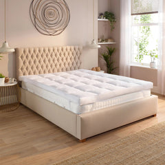 Microfiber Mattress Topper 4 Inch/10cm Heavy Fill Super Soft and Fluffy Single Double King Box Stitched Mattress Topper Extra Thick