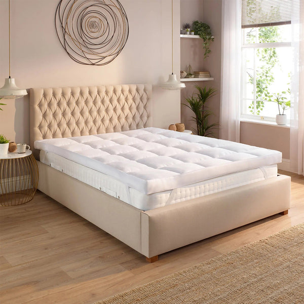 Microfiber Mattress Topper 4 Inch/10cm Heavy Fill Super Soft and Fluffy Single Double King Box Stitched Mattress Topper Extra Thick