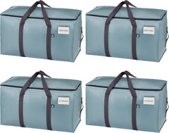 VENO 8 Pack Extra Large Moving Storage Bags with Zips, Heavy-Duty Organizer Tote, Moving Box Alternative, Packing Supply, Clothes Storage Bin, Tag Pocket for Label, Water-Resistant (Clear, 8 Pack)