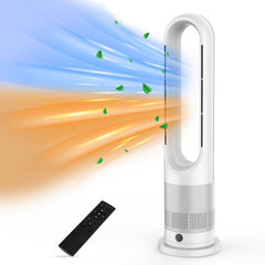 Bladeless Tower Fan for Bedroom Home Office, Quiet Oscillating Cooling Fan with Remote Control, 8 Speeds Pedestal Fan, 80° Wide Angle Air Circulator, 8H Timer LED Display, Safe for Kids And Pets
