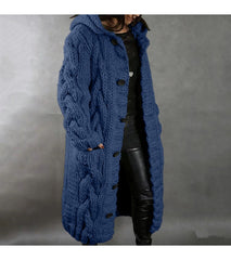 2026 New Women's Fashion Oversized Cardigan Sweater Coat, Casual Hooded Cardigan, Medium-Length Sweater Coat