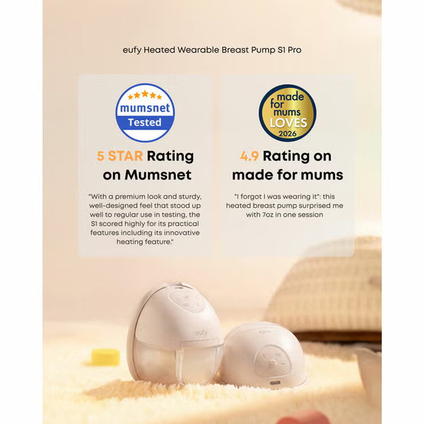 Eufy S1 Pro Heated Electric Breast Pump with Charging Case & Replacement Accessories