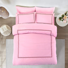 Embroided Baratta Stitch Duvet Cover Set with Matching Pillowcases - Ultra-soft Brushed Microfibre – Chic & Modern Design – Easy Care & Machine Washable