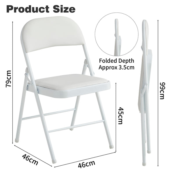 Set of 6 Folding Chairs, Faux Leather Foldable Chairs with Metal Frame and Padded Seat, Easy to Fold and Store for Home, Office, Dining and Reception
