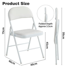 Set of 6 Folding Chairs, Faux Leather Foldable Chairs with Metal Frame and Padded Seat, Easy to Fold and Store for Home, Office, Dining and Reception