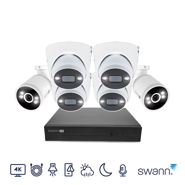 Swann 4K NVR 8 X Channel / 4 X NHD-ADVANCXD Dome & 2 X NHD-ADVANCXB Bullet Cam 1TB HDD