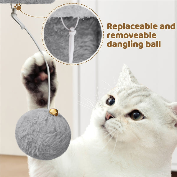 Costoffs 59cm Height Cat Tree, 2-Level Cat Tower Furniture, Climbing Frame with Condo/Plush Perch/Scratch Posts, Cat Climbing Tower for Cats Kittens Pets, Small to Medium-sized Cats, Dark Gray/Light Gray/Black/Pink