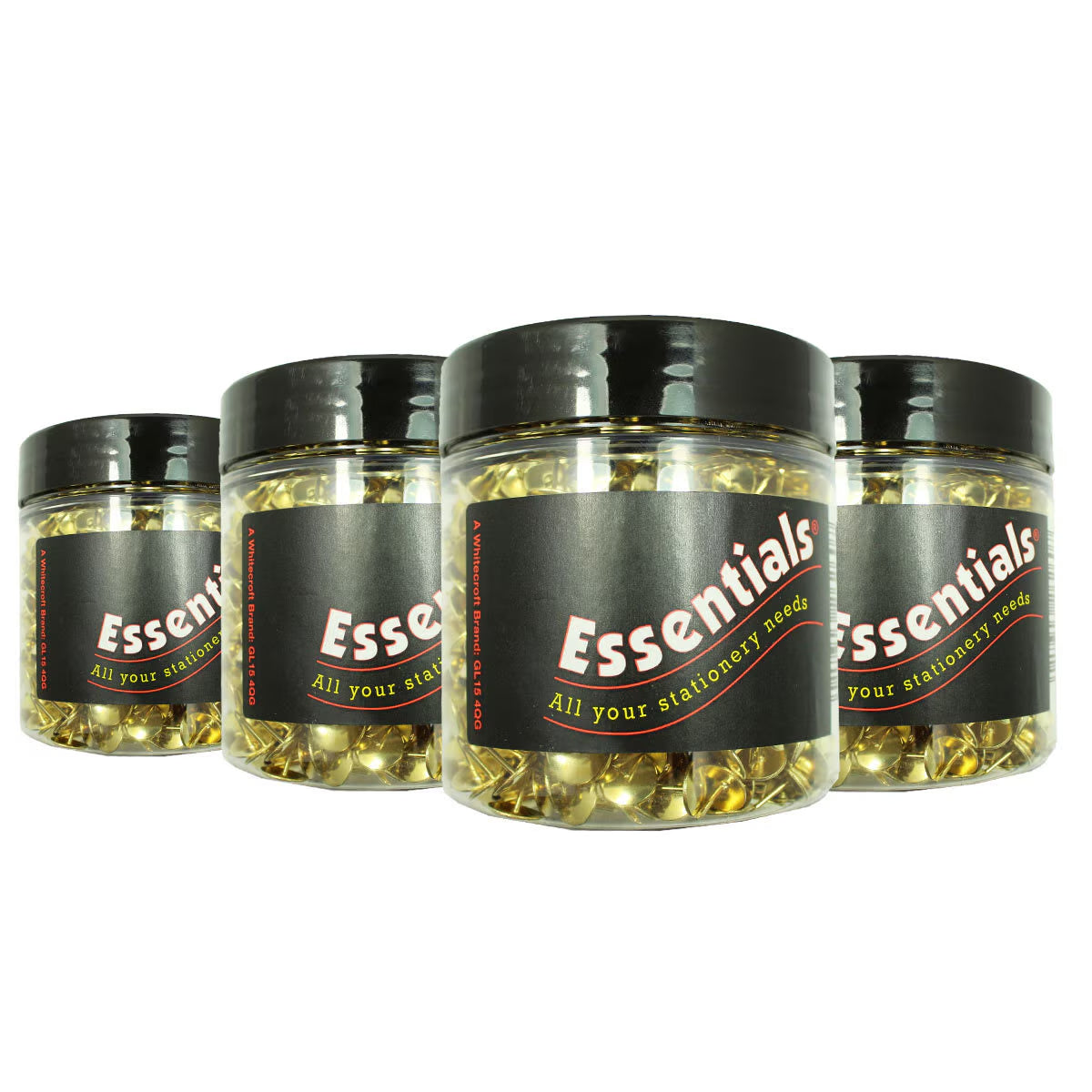 Essentials (9.5Mm) Brass Drawing Pins Tub - 4 X 1200 Pin Pack