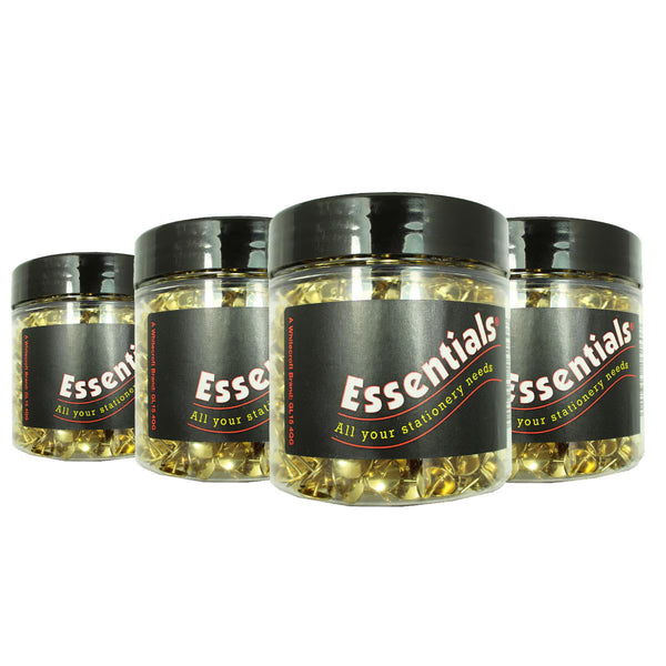 Essentials (9.5Mm) Brass Drawing Pins Tub - 4 X 1200 Pin Pack