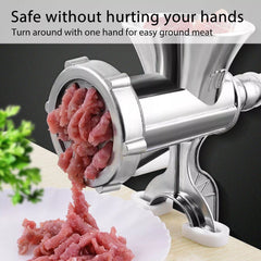 6-in-1 Manual Meat Grinder Aluminum Alloy Sausage Filling Machine Wooden Handle Meat Grinder for Meat and Vegetable Grinding and Sausage Filling