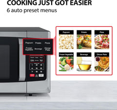 Toshiba 800W 23L Microwave Oven with Digital Display, Auto Defrost, One-Touch Express Cook, 6 Pre-Programmed Auto Cook Settings, and Easy Clean - Stainless Steel Door Handle Microwave - ML-EM23P(SS)
