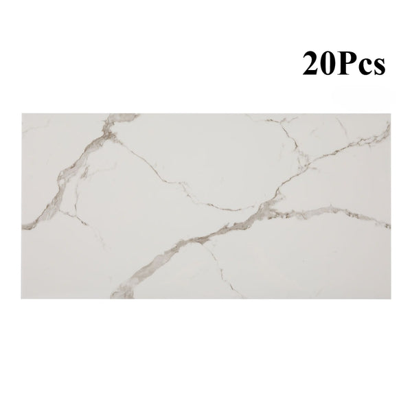 10/20/30/40 Pack Luxury Marble Effect Self-adhesive Floor Tiles 60x30cm, 2mm Thicken Vinyl Flooring Tiles Wall Stickers, Removable PVC Wall Decals, Suitable for Living Room, Bedroom, Kitchen Backsplashes, Bathroom, Office, Background Walls, Easy To Instal