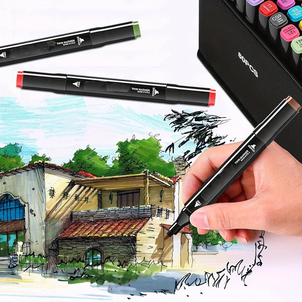 204/ 168/100/80/60 Colors Coloring Pens, Christmas Art Supplies Art Markers with Bag, Dual-Tip Graffiti Pens for Adults Coloring, Alcohol-Based Drawing Pens for Sketching Illustration - Perfect Easter Gifts, Mother's Day Gifts Suitable for Painting