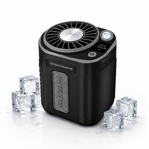 Portable Multi-functional Fan, Rapid Cooling 181.44g Ultra-lightweight Design, 18000 RPM High-speed Motor, 5000mAh Long-lasting Battery, Fast Charge Shock Dust Resistant, Flashlight, for Travel, Gym, Party, Working In High-temperature Environments