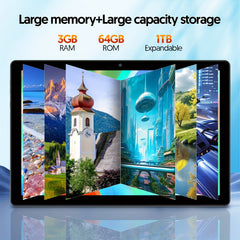 New 10.1-inch Android 15 Tablet With Multiple Options (tablet With Leather Case/tablet With Keyboard Set) 12 (3+9) GB RAM, 64GB ROM, Quad Core Processor, 2.0MP+8.0MP Camera, 6000mAh Battery, Suitable For Daily Use, Study And Office, Pad