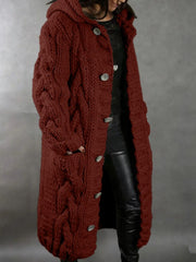 2026 New Women's Fashion Oversized Cardigan Sweater Coat, Casual Hooded Cardigan, Medium-Length Sweater Coat