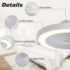 20' Low Profile Ceiling Fan with Lights And Remote Low Profile Flush Mount Ceiling Fan Light 6 Speeds 4000LM 48W Fandelier LED Fan Light Smart Timer 3000-6500K Dimmable for Dining Living Room