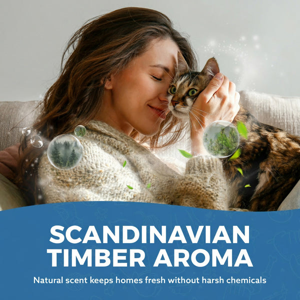 30L Premium Cat Litter - Ultra Absorbent Wood Pellets, Natural Fresh Scent - Soft Bedding for Comfort, Odour Control - Made from Virgin Wood - Scandinavian Timber Aroma