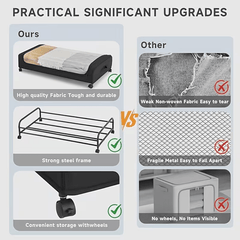 2 Sets, Underbed Storage Box, Underbed Storage Box with Wheels Lid, 96L Metal Frame, Bed Box, Organiser, Storage Bag, Foldable Underbed Box for Clothes, Shoes, Blankets, Bedding, Black, Under-Bed Storage