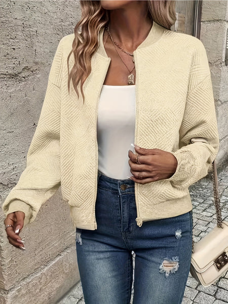 Solid Color Casual Zip-Up Cardigan Jacket