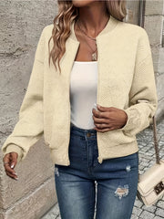Solid Color Casual Zip-Up Cardigan Jacket