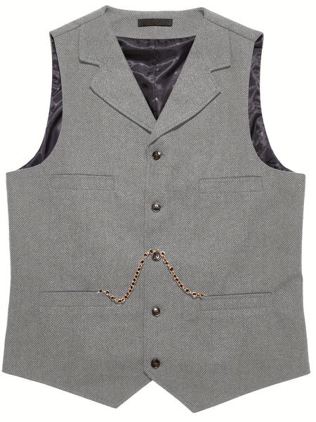 Men'S Vest Retro Fashion Groom Wedding Party Vest Men'S Herringbone Casual Business Waistcoat