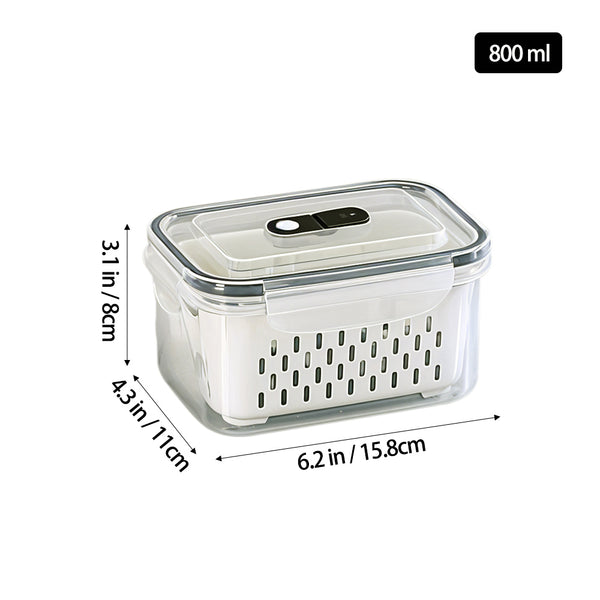 4 Piece Double Drainage Crisper, Outdoor Handheld Picnic Box, Field Fruit & Vegetable Organizer, Picnic Double Drainage, Refrigerator Crisper, Gray & White