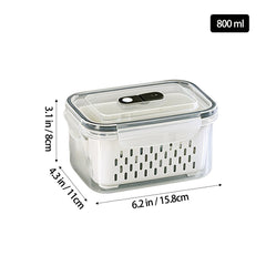 4 Piece Double Drainage Crisper, Outdoor Handheld Picnic Box, Field Fruit & Vegetable Organizer, Picnic Double Drainage, Refrigerator Crisper, Gray & White