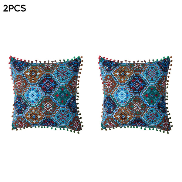 18x18 Inch Reversible Turkish Pattern Pillows (Set of 2 with Inserts) - Romantic Turkey Boho Floral Double Sided Design, Premium Polyester Cover & Fill, Decorative Accent Pillows for Sofa, Chair, Bedroom