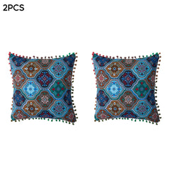 18x18 Inch Reversible Turkish Pattern Pillows (Set of 2 with Inserts) - Romantic Turkey Boho Floral Double Sided Design, Premium Polyester Cover & Fill, Decorative Accent Pillows for Sofa, Chair, Bedroom