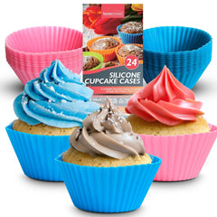 24–48 Pack Silicone Cupcake Cases Reusable | Non Stick Muffin Baking Cups & Cake Moulds | Dishwasher Safe Heat Resistant Cupcake Moulds for Oven & Air Fryer | Colourful Flexible Silicone Baking Cases for Muffins, Cupcakes & Desserts