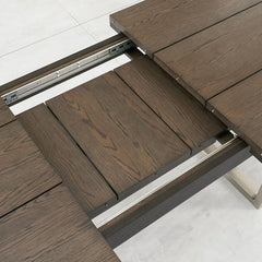 Tivoli Dark Oak Extending Dining Table + 6 Navy Cantilever Chairs, Seats 6-8