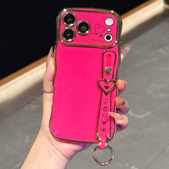 Phone Case - Electroplated Phone Case with a Large Heart-Shaped Window And Wavy Design, Compatible with for Iphone 11 Through 17 Pro Max Plus, Offering Full Coverage And Drop Protection