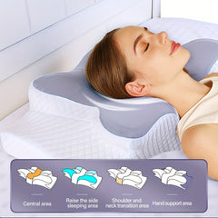 1pc Slow Rebound Cervical Pillow, Ergonomic Neck Contour Support for Side Sleep, Machine Washable Cool Soft Pillow Cover