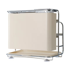 1pc Cream Kitchen Utensil Storage Rack with Drainage Tray, Multifunctional Cutlery Slots for Spoon, Knife, Fork, Shovel, Knives, Chopsticks, Chopping Boards, Pot Lids and More, Durable Structure, Compact Countertop Design, Versatile Kitchen Organizer, Des