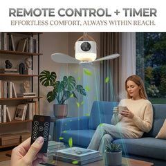 Hanging Camping Fan With Remote And Led Lamp. Rechargeable Tent Ceiling Fan. Delivers Powerful Soft Airflow With Foldable Blade Design. Supports 1‑2‑6‑8 Hour Timer Function For All‑Night Use. Adopts Type‑C Fast Charging With Long Battery Runtime. Adds Aro