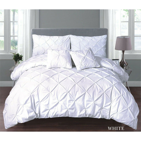 PINTUCK PLEATED ALFORD EGYPTION COTTON MIX DUVET COVER WITH PILLOW CASEA ALL SIZES SINGLE DOUBLE KING SUPER KING