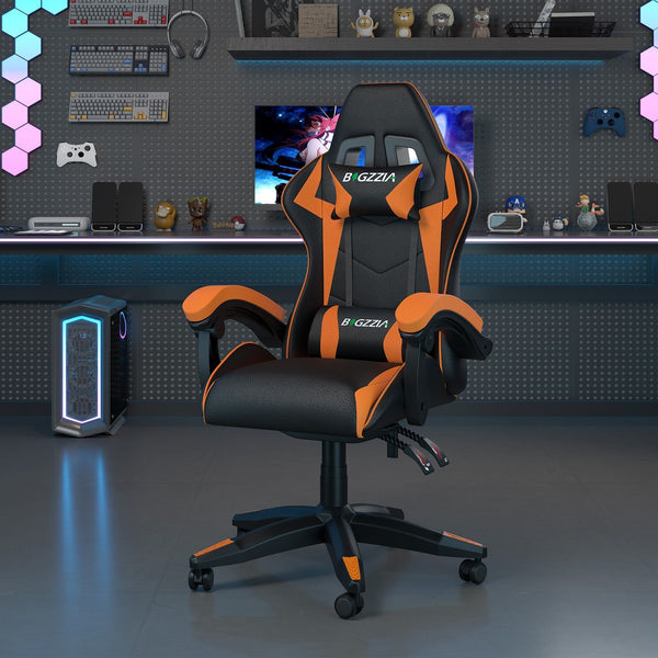 GartistGo Ergonomic Gaming Chair - Gamer Chairs with Lumbar Cushion + Headrest, Height-Adjustable Office & Computer Chair for Adults, Girls, Boys (Without footrest)