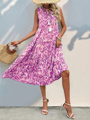 Spring/Summer Vacation Women'S Sleeveless Bohemian Style Fringed Tie-Up Printed Dress