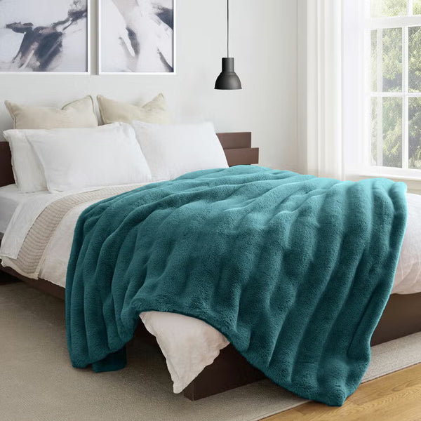 Safdie Faux Rabbit Fur Blanket in 3 Colours, 234 X 249 Cm
