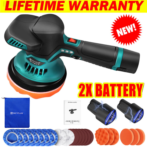 Cordless Car Buffer Polisher Machine Kit with 2X Rechargeable Batteries, 8 Variable Speed 2800-5500RPM, Portable Polishing Waxer for Detailing/Waxing Polishing Kit for Car Detailing Scratch Removing