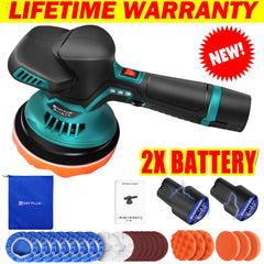 Cordless Car Buffer Polisher Machine Kit with 2X Rechargeable Batteries, 8 Variable Speed 2800-5500RPM, Portable Polishing Waxer for Detailing/Waxing Polishing Kit for Car Detailing Scratch Removing