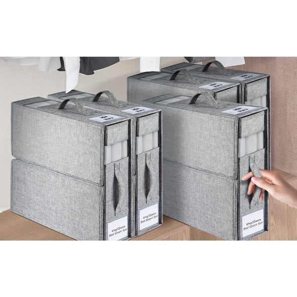 Foldable bed sheet storage box, wardrobe storage box with handle and window, suitable for storing bed sheets, blankets, towels