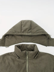 New Men'S Autumn And Winter Thick Corduroy Jacket Casual Warm Coat - Hooded Jacket, Detachable Hood, Warm And Cold-Proof Overcoat, Suitable for Daily And Formal Occasions, Easy-Care Hand Wash Design, Winter Formal Wear, Durable Material