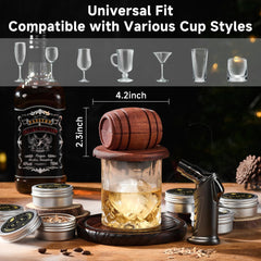 Whiskey Smoker Kit with Torch - 6 Flavors Wood Chips, 2 Glasses, 2 Ice Ball Molds - Cocktail Smoker Infuser Kit, Old Fashioned Drink Smoker Kit, Birthday Bourbon Gifts for Men,Dad(No Butane)